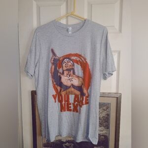 Gray and Red Graphic Men's Bloodsport T-Shirt Size XL